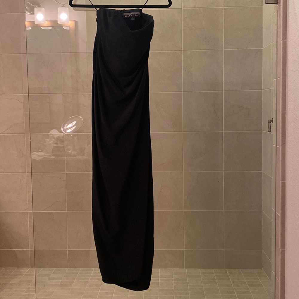 LINDA ALLARD ELLEN TRACY Silk Strapless Gown with Front Slit